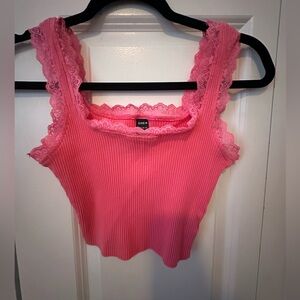 SHEIN pink lace tank top